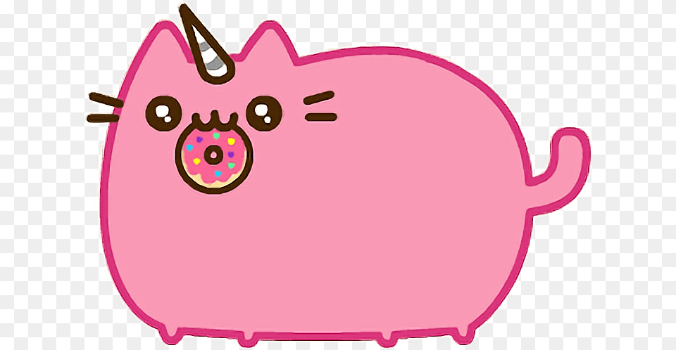 Donut Cat Unicorn Gato Unicornio Pink Rosa Donuts Pink Pusheen Cat, Piggy Bank Png