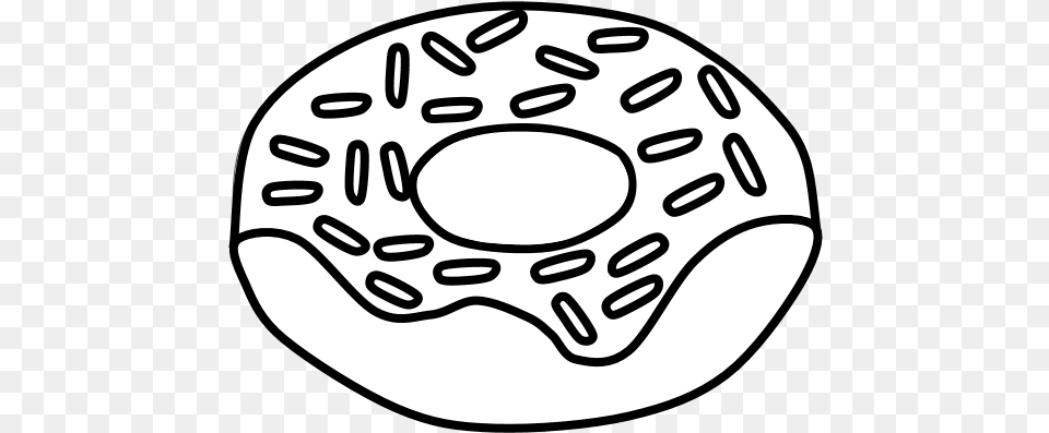 Donut Chocolate Frosting Sprinkles Black And White Circle, Sweets, Stencil, Food, Spiral Png