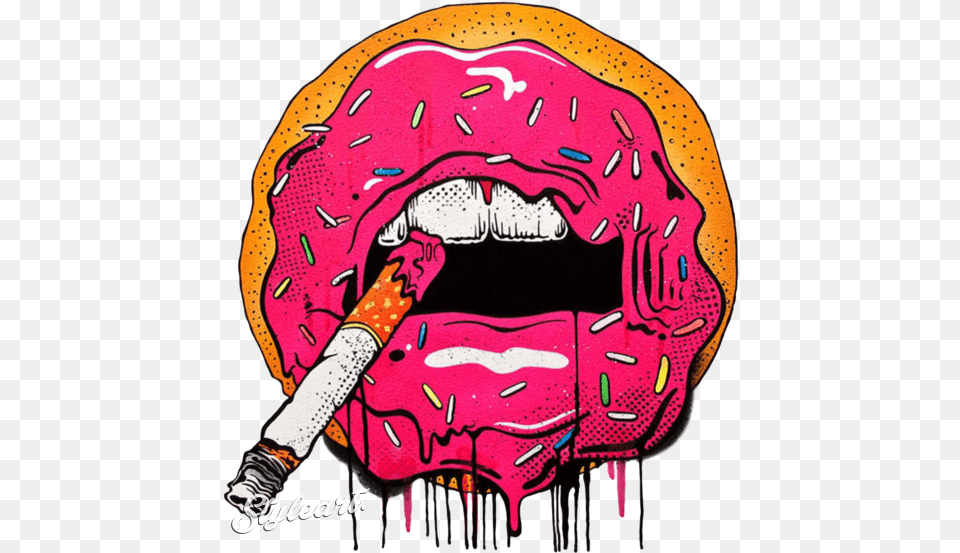Donut Lips With Cigarette Design By Robinn Donut Lips, Art, Adult, Female, Person Png