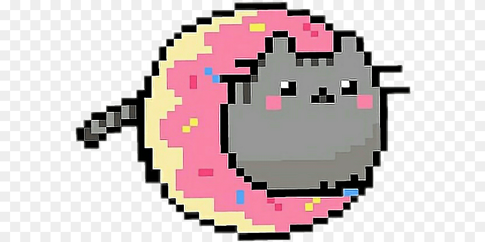 Donut Pixel Pixelart Cat Pusheencat Kawaii Tumblr Kawaii Pixel Art Donut, Purple Png