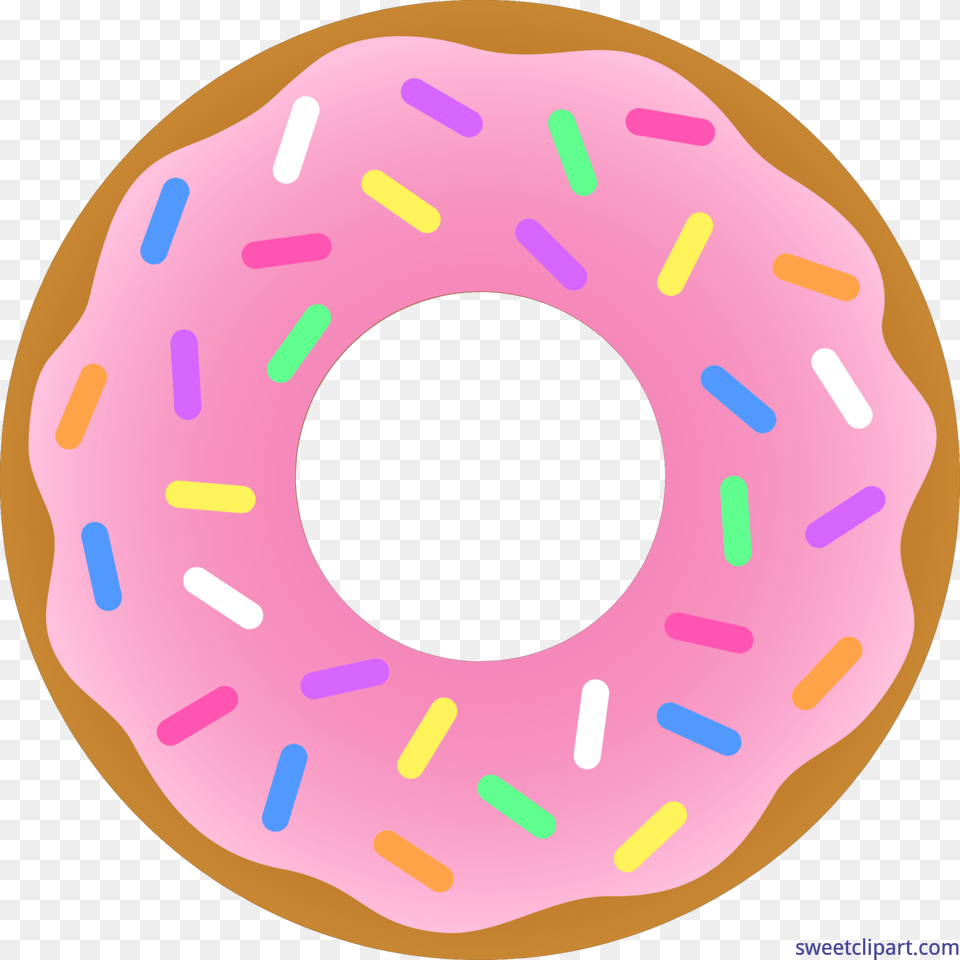 Donut Strawberry Sprinkles Clip Art, Food, Sweets, Disk Free Png