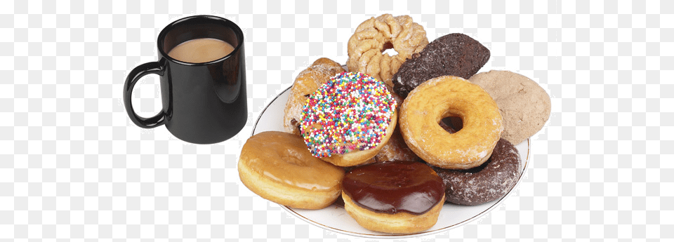 Donut Sunday39s Are A Great Way To Meet Fellow Parishioners Coffee And Donuts, Cup, Food, Sweets, Dining Table Free Png