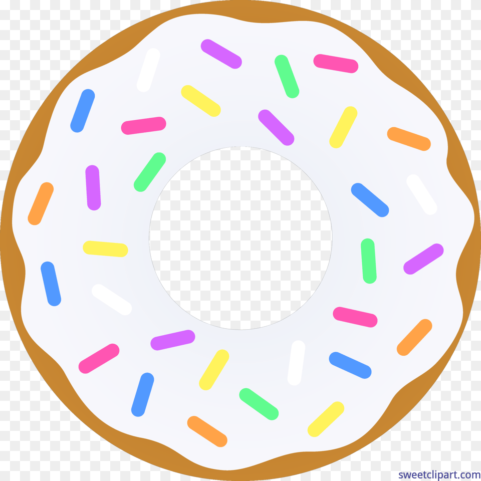 Donut Vanilla Sprinkles Clip Art, Food, Sweets, Disk Free Png