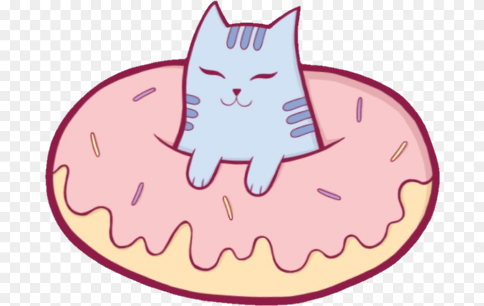 Donut Yum Cute Sweet Kittylove Kitty Cat Donuts Kawaii, Baby, Person, Sweets, Food Png