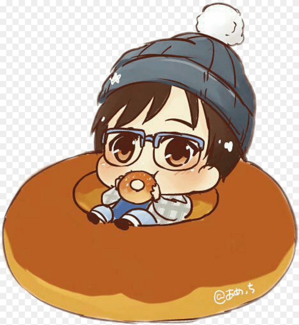 Donut Yuri Yoi Yurionice Yurikatsuki Cute Cartoon, Baby, Person, Clothing, Hat Free Transparent Png