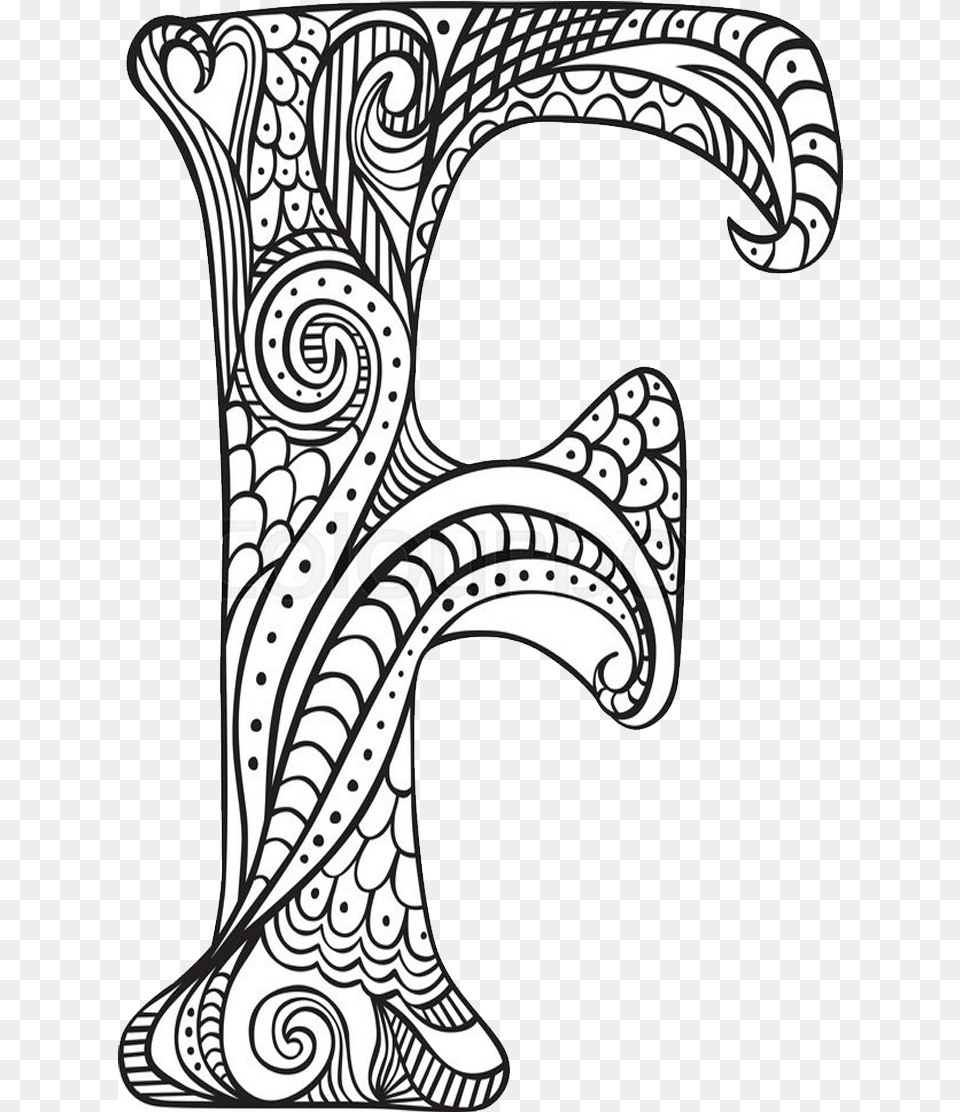 Doodle F Illustrated Letter F, Art, Drawing, Pattern, Person Png Image