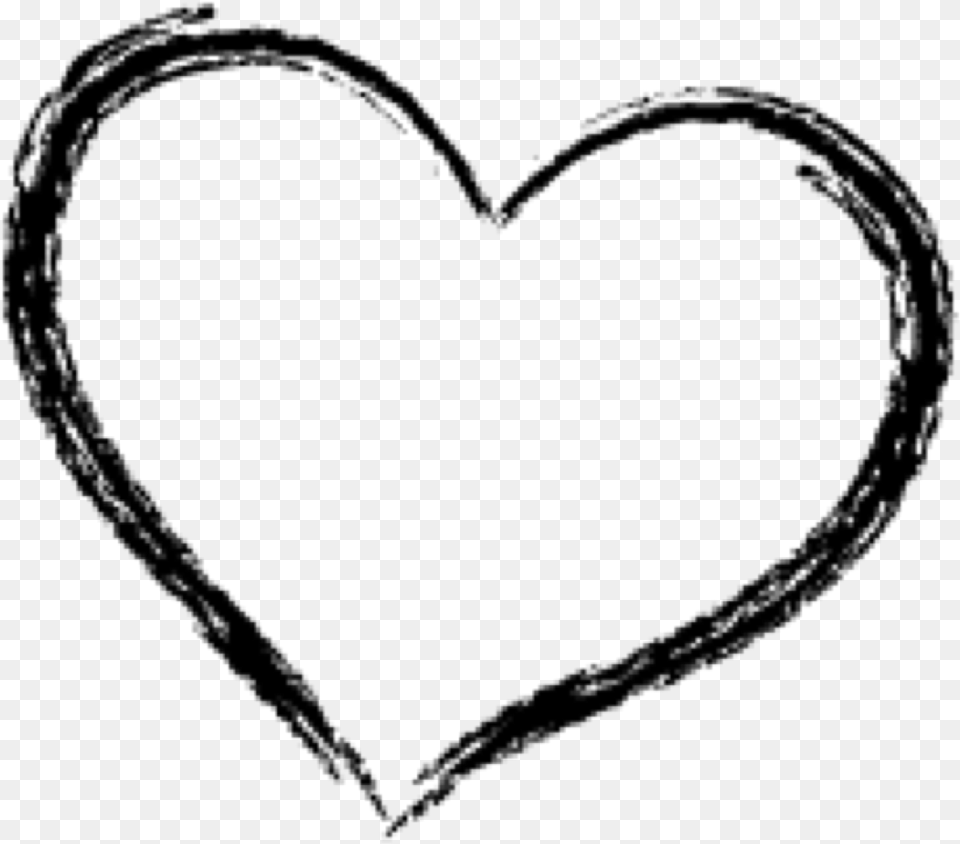 Doodle Heart, Gray Free Png
