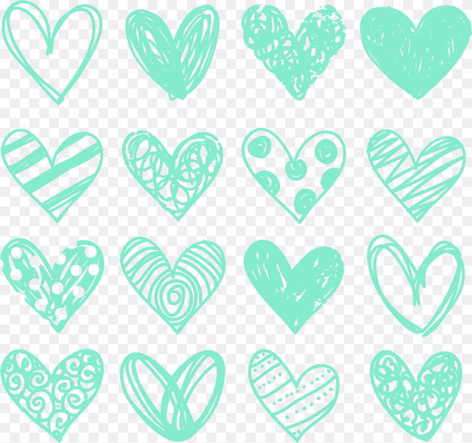 Doodle Heart Clip Art Teal Hearts Doodle Free Png Download