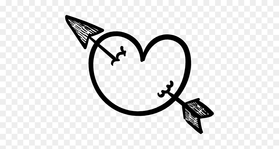 Doodle Heart With Arrow, Stencil, Bow, Weapon Free Png
