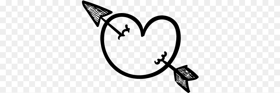 Doodle Heart With Arrow Vector Garabatos, Gray Free Png Download