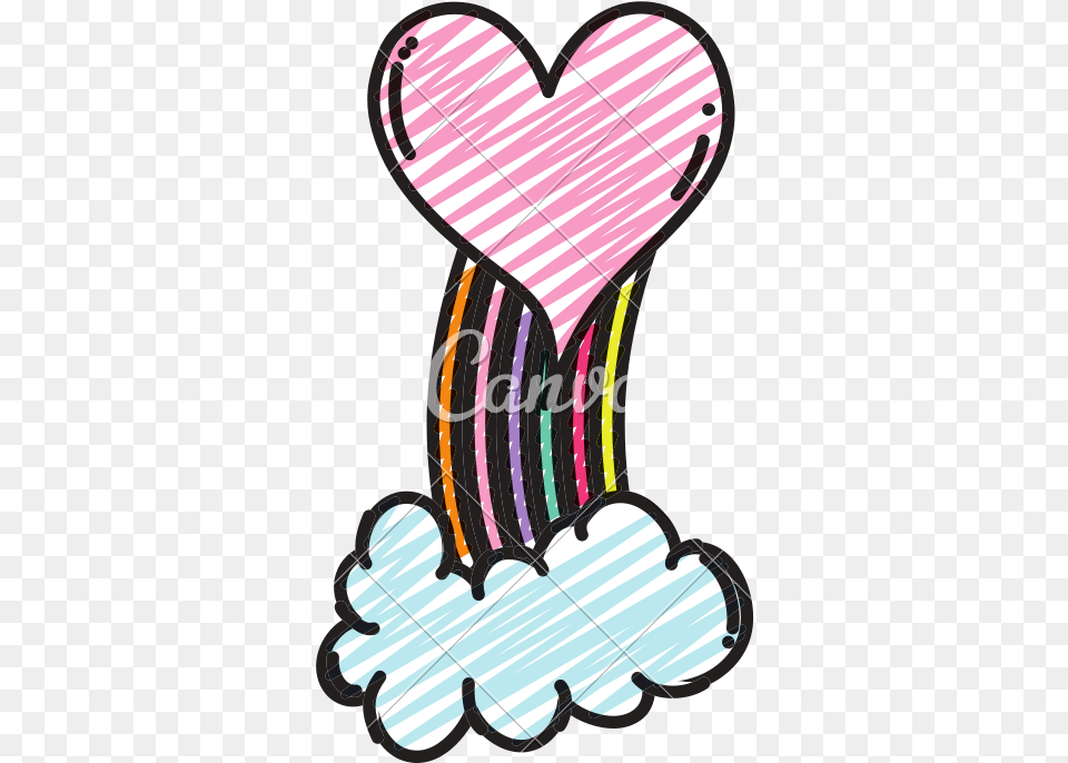 Doodle Heart With Nature Rainbow And Cloud Style Icons By Clip Art Png Image