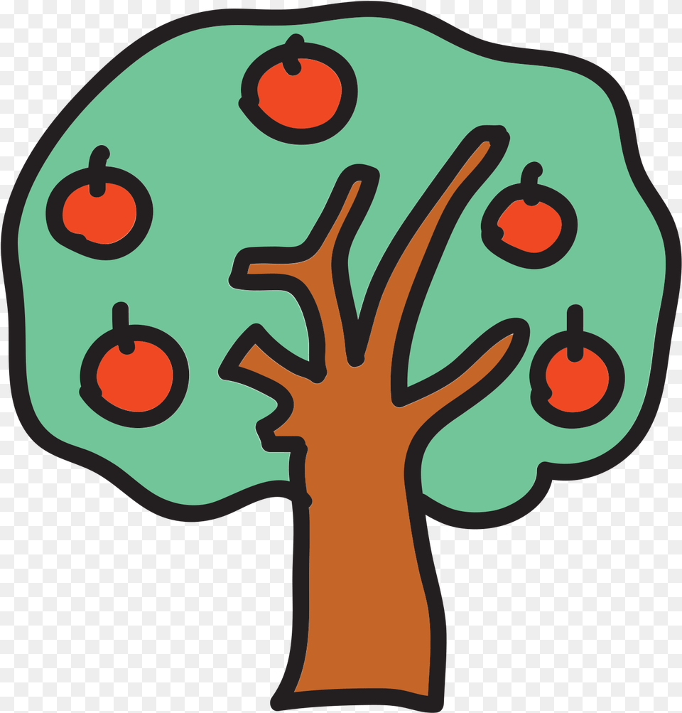Doodle Icon Apple Tree Cartoon, Dynamite, Weapon, Sticker Png