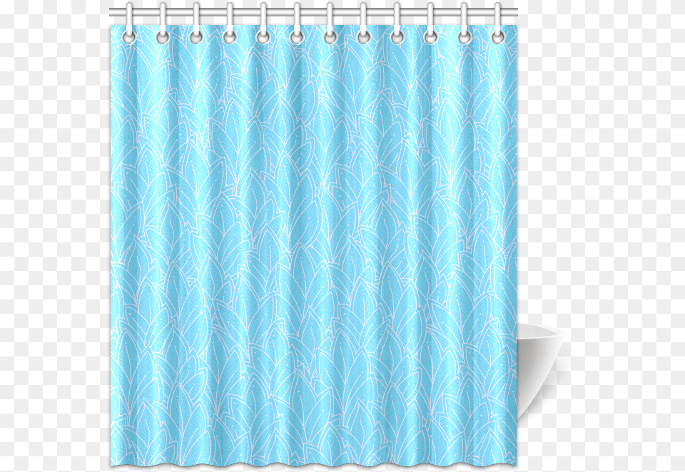 Doodle Leaf Pattern Bright Blue Amp White Shower Curtain Window Valance, Shower Curtain, Blackboard Free Transparent Png