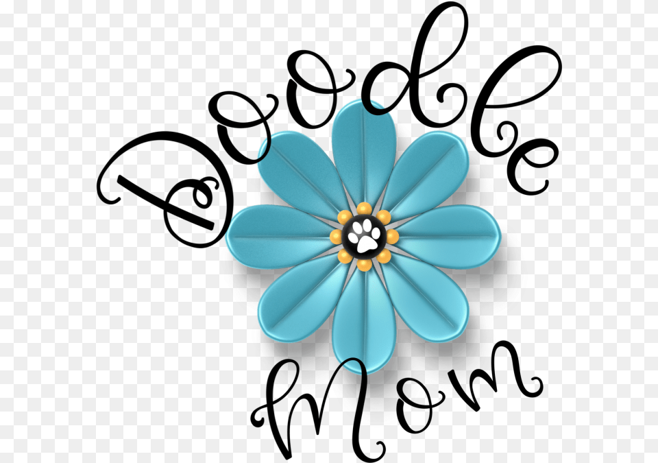 Doodle Mom With Blue Flower Dog Paw Circle, Accessories, Jewelry, Turquoise, Brooch Free Png Download