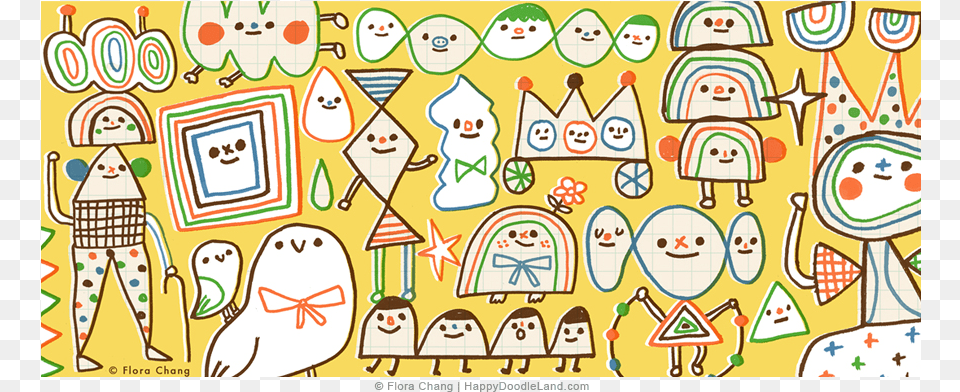 Doodle World Flora Chang, Art, Drawing, Pattern, Person Png Image