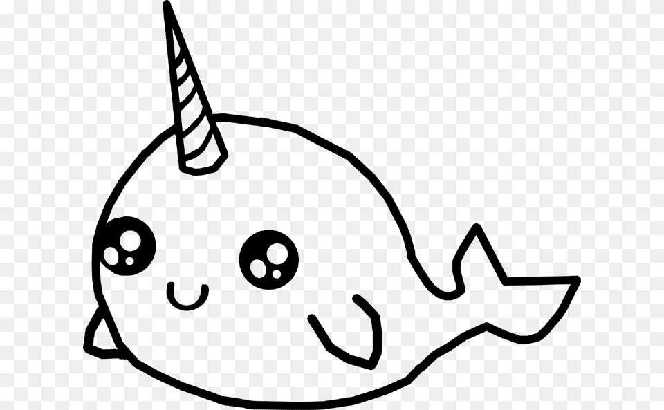 Doodlecraft Cartoon Narwhal Drawing Black And White, Electronics, Hardware, Silhouette Png Image