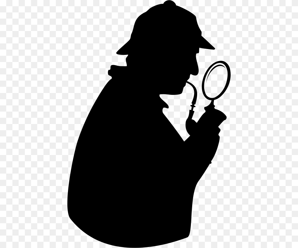 Doofi Consulting Detective With Pipe And Magnifying Glass Silhouette, Gray Free Transparent Png