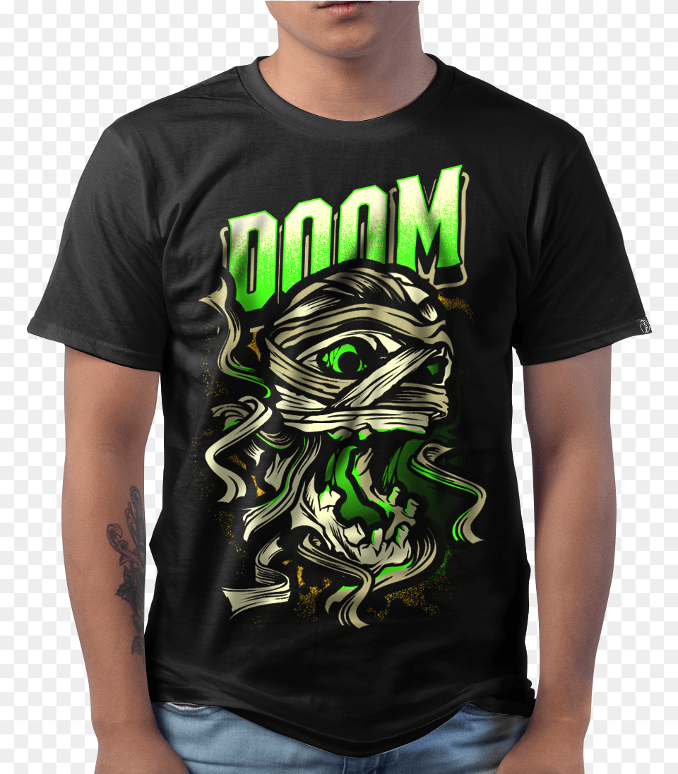 Doom Mummy Black T Shirt With Roses, Clothing, T-shirt, Boy, Male Png Image
