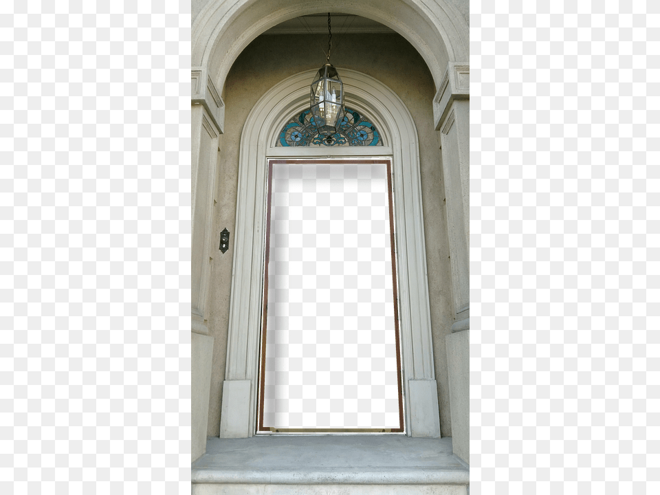 Door Flame Frame White Front Door The Entrance Door, Arch, Architecture, Chandelier, Lamp Free Transparent Png