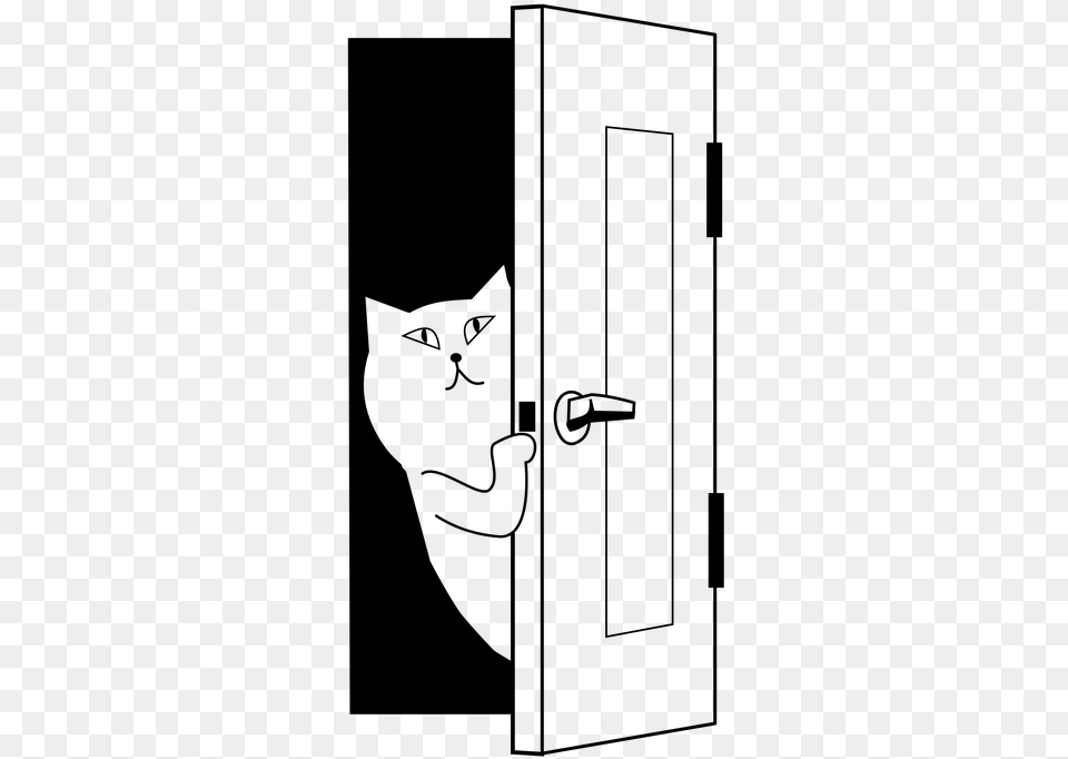 Door Peep Beginning To Open The Door Shy New Comer, Gray Png Image