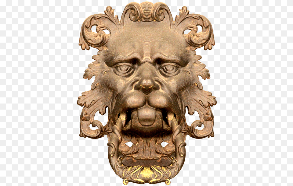 Doorknocker Lion Lion Head Old Input Door Metal Lion Head Metal, Animal, Bronze, Mammal, Wildlife Free Transparent Png