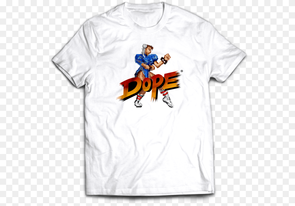Dope Fighter Chunli Wht, Clothing, T-shirt, Person Png
