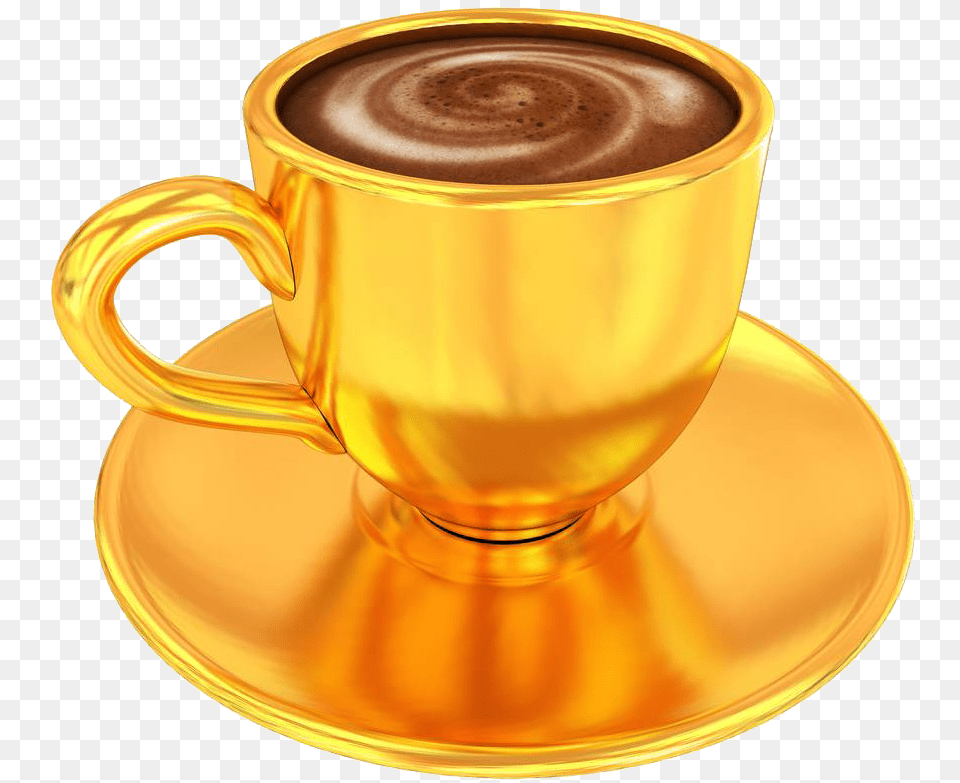 Doppio Coffee Cappuccino Cup Tea Golden In Clipart Golden Cup Of Tea, Saucer, Beverage, Coffee Cup, Chocolate Png