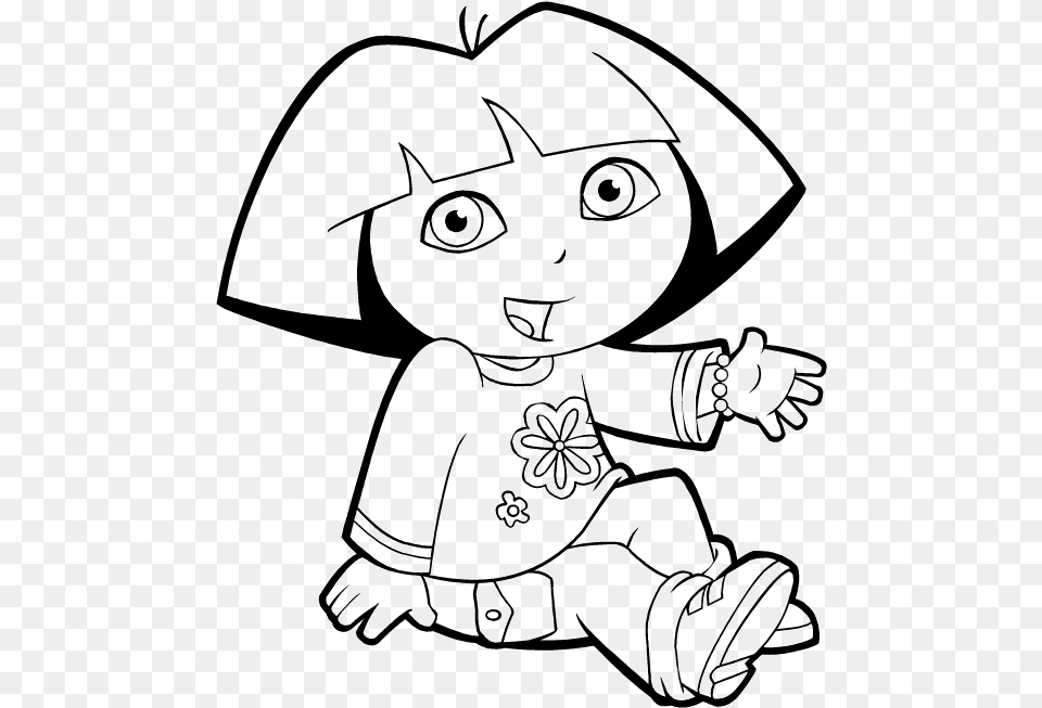 Dora The Explorer Are Sitting Coloring Pages Dora Coloring, Art, Face, Head, Person Free Png Download