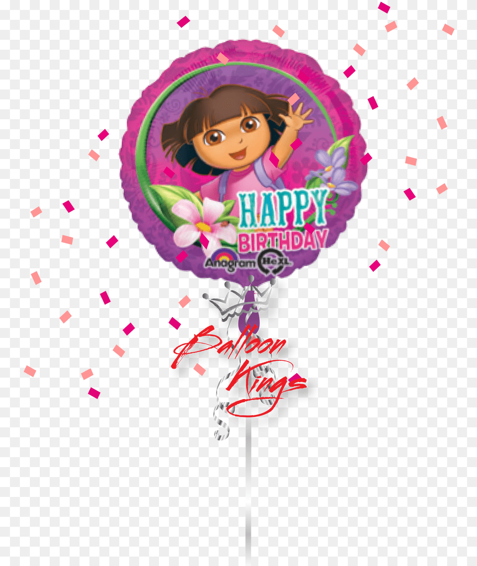 Dora The Explorer Round Happy Birthday Dora Cartoon, Food, Sweets, Candy, Balloon Free Png