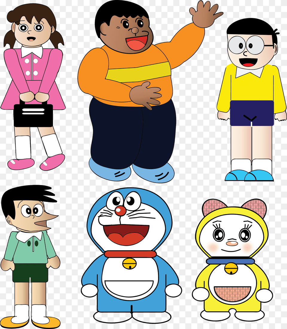 Doraemon And Friends Doraemon Characters Clipart, Publication, Book, Comics, Baby Free Transparent Png
