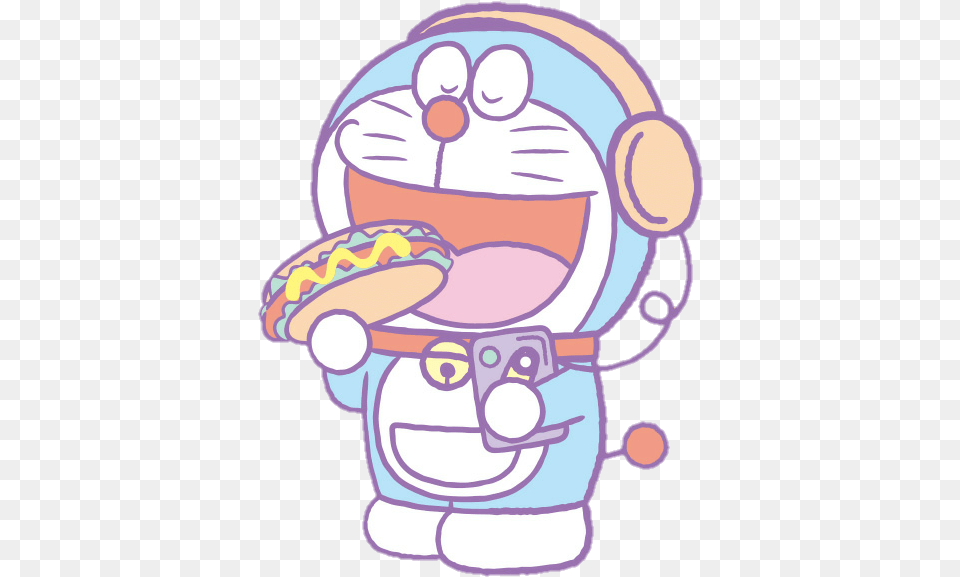 Doraemon Cute Music Food Hotdog Dj Cute Doraemon, Baby, Person Free Transparent Png