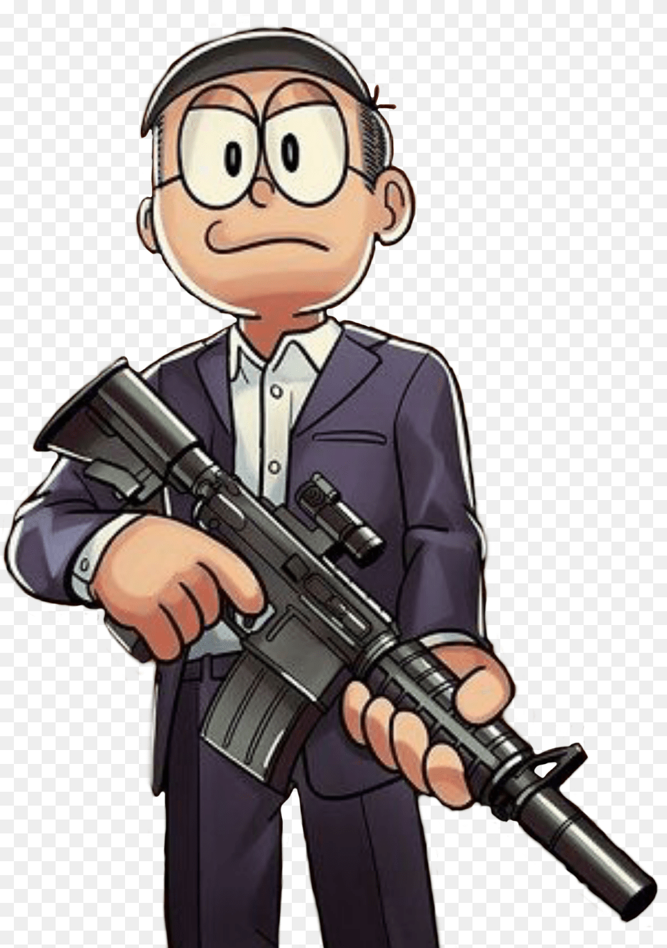 Doraemon Gta Download Nobita Nobi With Gun, Weapon, Rifle, Firearm, Comics Png Image