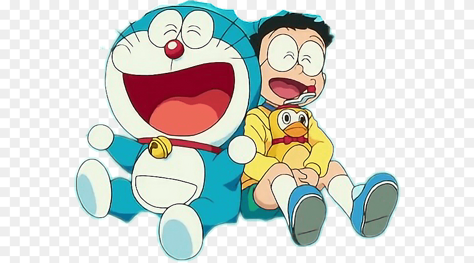 Doraemon Nobita Friendship Freetoedit Doraemon And Nobita, Baby, Person, Face, Head Free Png Download