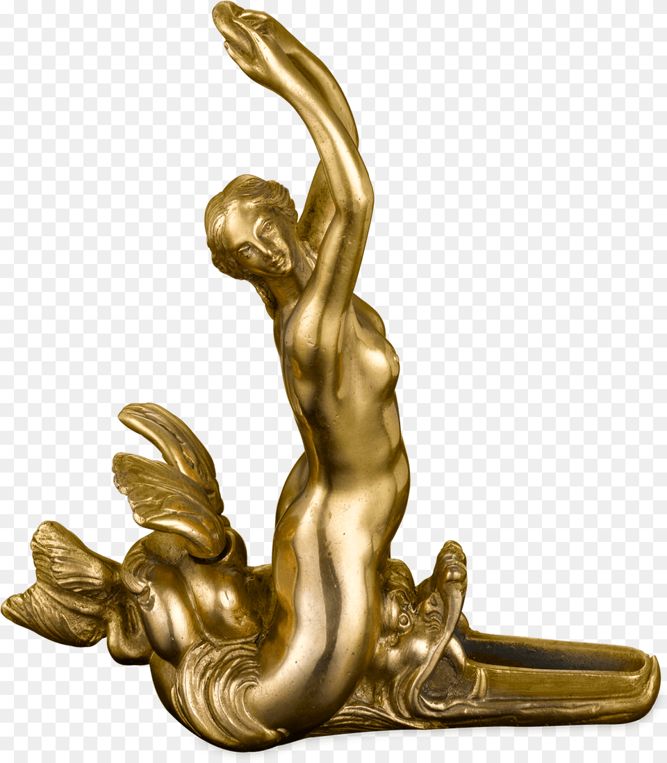 Dore Bronze Siren Figure Siren Sculpture, Gold, Person, Face, Head Free Png