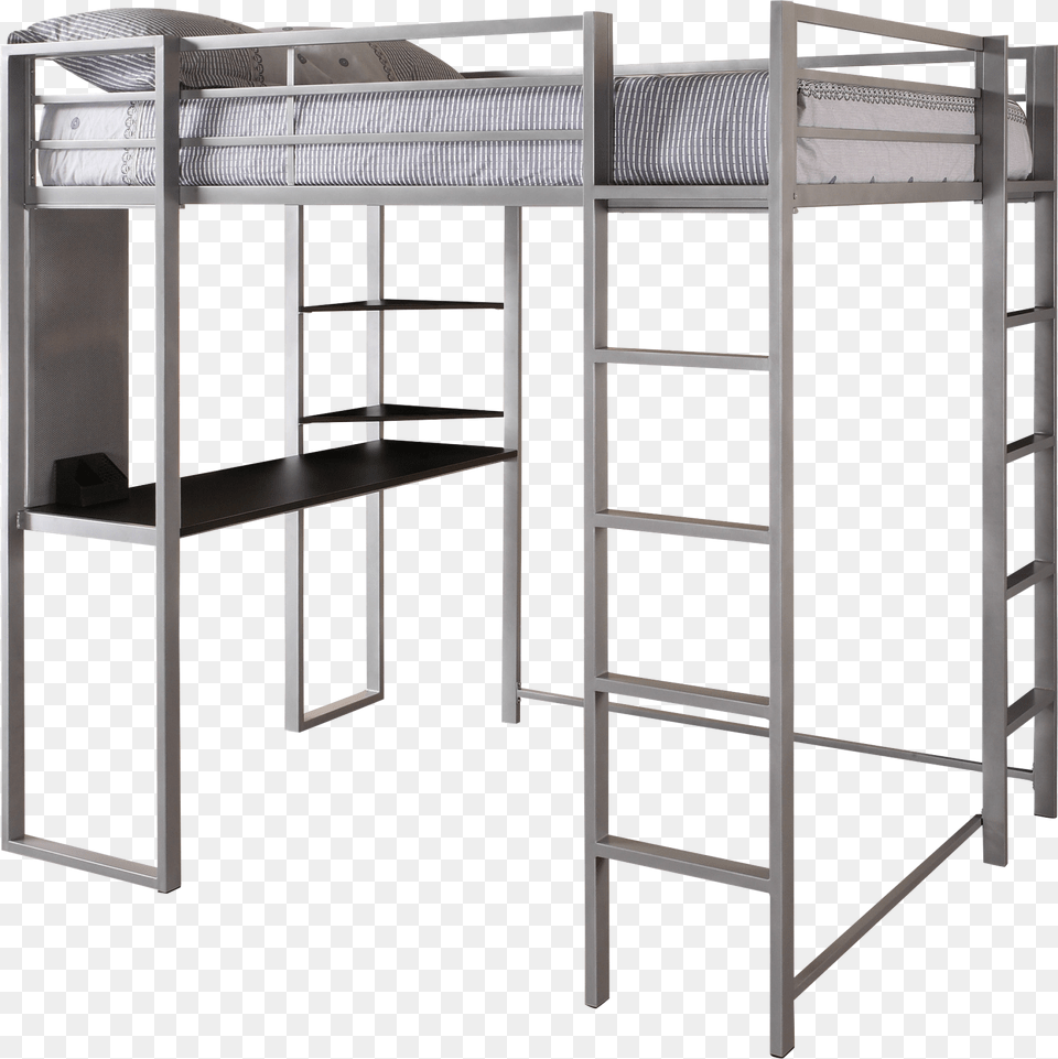 Dorel Dhp Full Metal Loft Bed Over Workstation Desk Dhp Abode Full Size Metal Loft Bed Abode Full Size, Bunk Bed, Crib, Furniture, Infant Bed Free Png Download