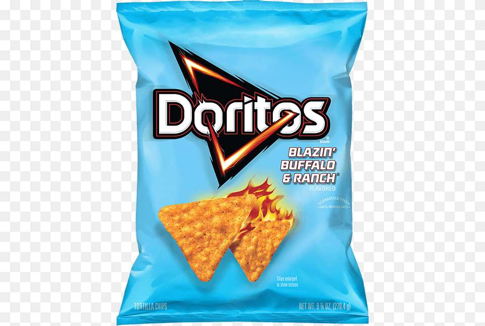 Doritos Blazin Buffalo Amp Ranch Flavored Tortilla, Bread, Cracker, Food, Snack Free Png Download