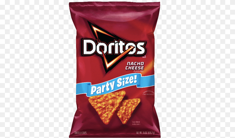 Doritos Nacho Cheese Party Size, Bread, Food, Snack, Cracker Png Image