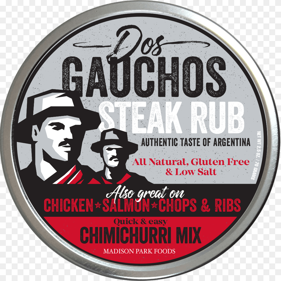 Dos Gauchos Steak Rub Front Circle, Advertisement, Adult, Male, Man Free Transparent Png