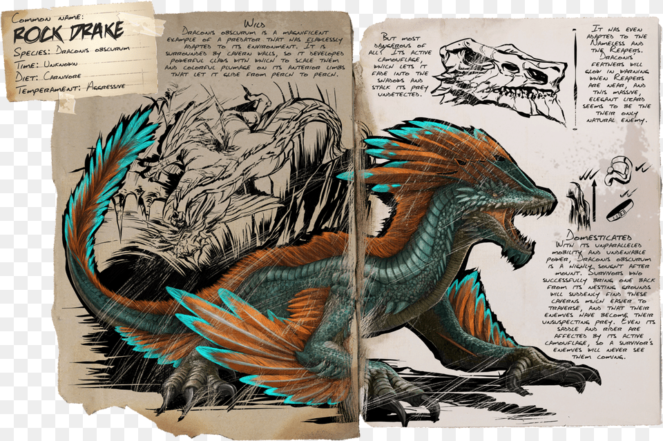 Dossier Rock Drake Rock Drake Ark, Dragon, Animal, Book, Dinosaur Png Image