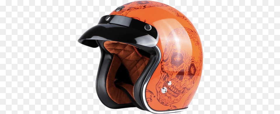 Dot Certified Retro Motorcycle Helmets Scooter Helmet Orange, Crash Helmet, Clothing, Hardhat Png