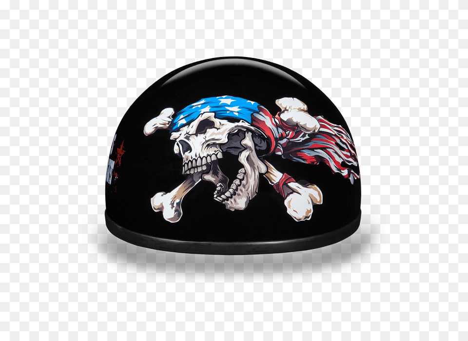 Dot Motorcycle Half Helmet With Patriot Skull, Clothing, Crash Helmet, Hardhat, Person Free Transparent Png