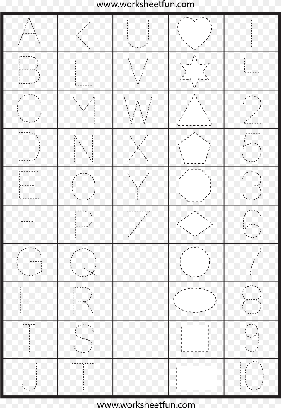 Dotted Line Letters To Trace Trace Numbers And Shapes, Symbol Free Png Download