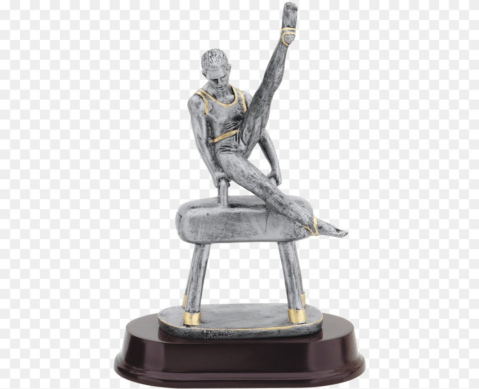 Double Action Resin Trophy For Males Competing In Gymnastics Gymnastic Trophies For Men, Figurine, Art, Adult, Male Free Png