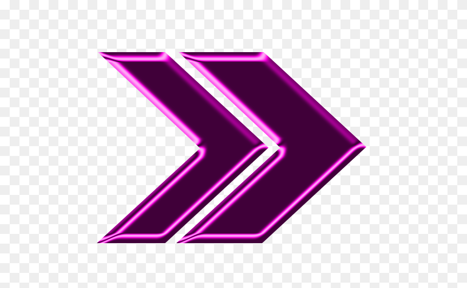 Double Arrow Magenta Neon Right, Light, Purple Free Png