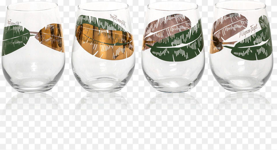 Double Banana Leaf Stemless Pint Glass, Jar, Cup, Wine, Liquor Free Transparent Png