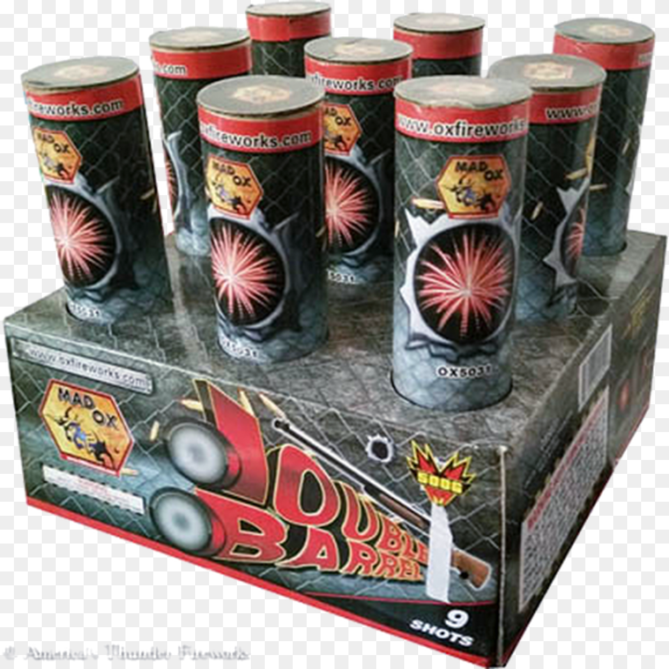 Double Barrel Big Fireworks Dynamite Firecracker, Alcohol, Beer, Beverage, Can Free Png