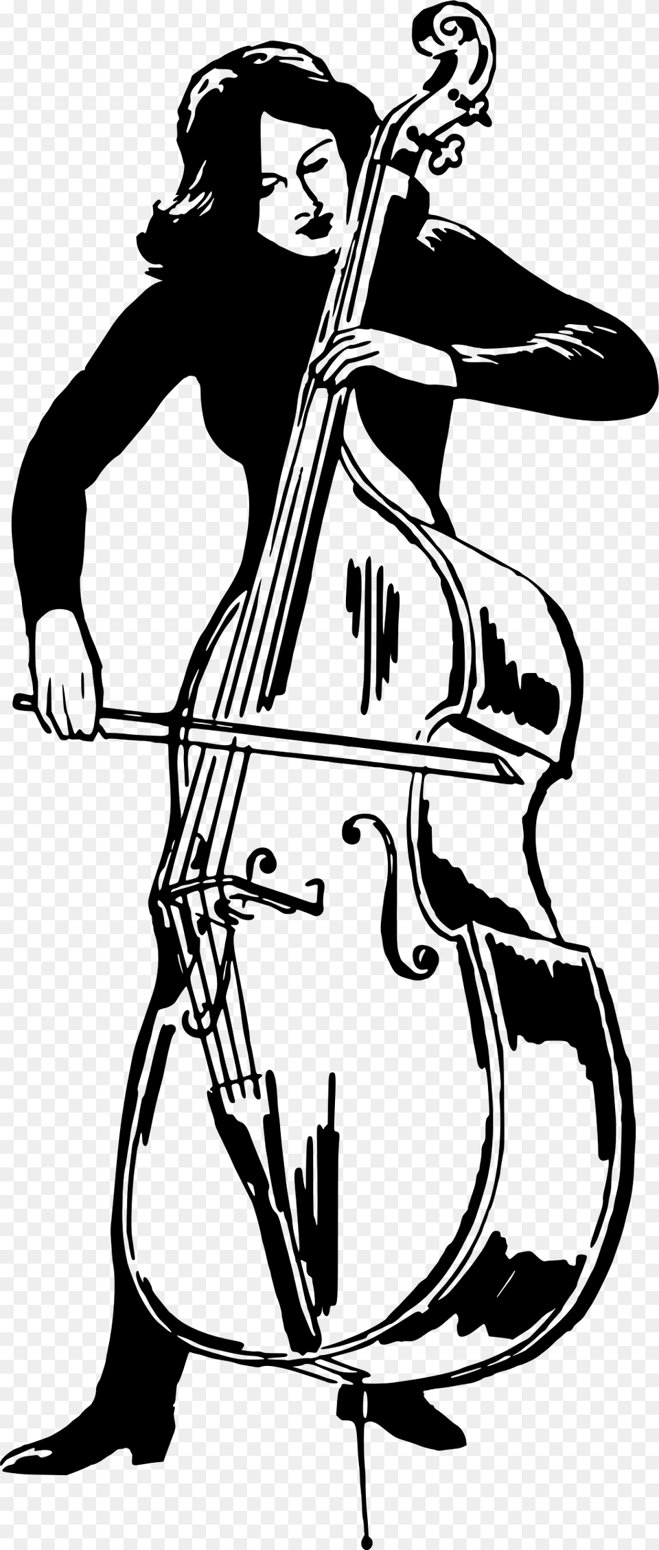 Double Bass Playing Double Bass Clipart, Gray Png Image