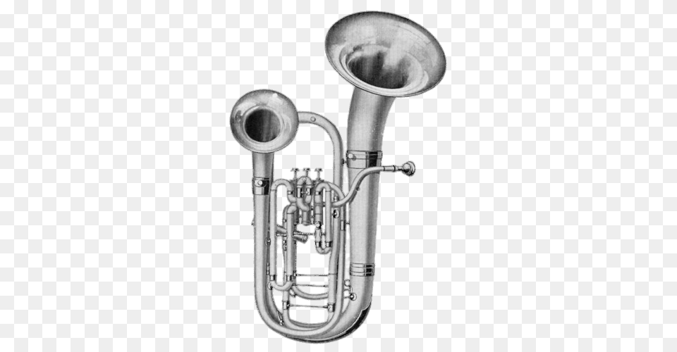 Double Bell Euphonium Drawing, Brass Section, Horn, Musical Instrument, Tuba Free Transparent Png