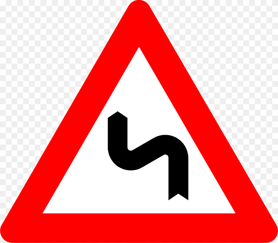 Double Bend Ahead Sign In Belgium Clipart, Symbol, Road Sign Free Png Download