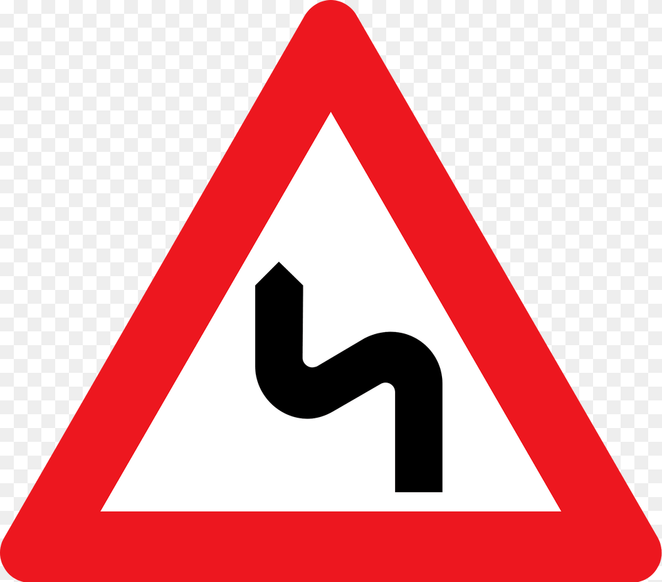 Double Bend Ahead Sign In Denmark Clipart, Symbol, Road Sign Free Png